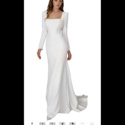 White Long Sleeve wedding dress