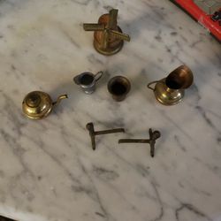 Miniature Brass And Copper Figures Most Made In Holland Silver One Made In Germany.  
