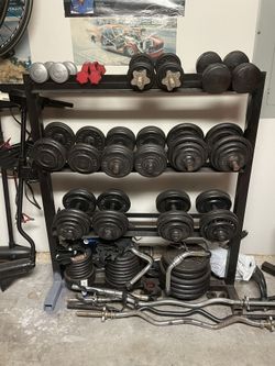 Dumbbell Rack With 2-65lb Dumbells
