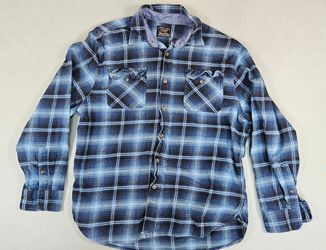 Jachs NY Men Blue Plaid 100% Cotton Heritage Flannel Shirt XL