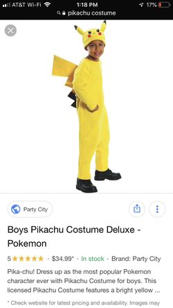 Pikachu costume...medium size...like new