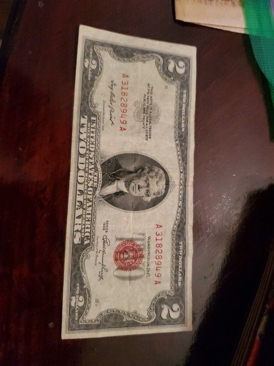 1953 Red Seal $2 Bill