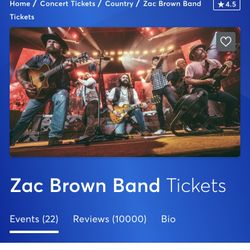 Two Tix To Zac Brown Band On Aug 28  Hollywood Casino Amphitheatre  