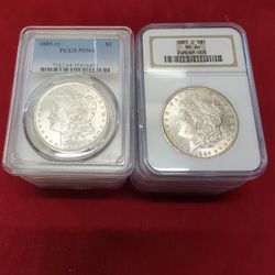 1885-0 Graded Morgan Silver Dollars