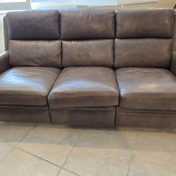 Power Reclining Leather Sofa – 3-Seater with Adjustable Foot & Headrest