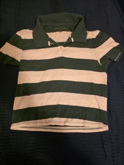 American Eagle Outfitters Green & White Striped Crop Polo