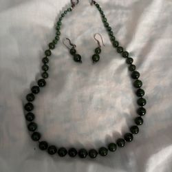Guatemalan Jade Necklace & Earring Set - Handcrafted