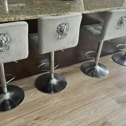 Light Grey Velvet Bar Stools Set Of 4 