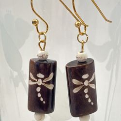 Hand Made Gold and Brown Earrings 