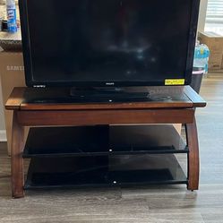 Stand tv table with drawers and shelves glasses and mount tv holder build in can hold up any tv size