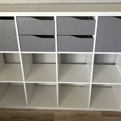 Ikea KALLAX 12-Cube Storage Organizer, Modern White Bookcase for Bedroom Bookshelf Bedroom Office