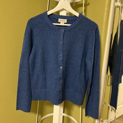 NWT size M Blue Calvin Klein ck women 7% Wool cardigan knit 