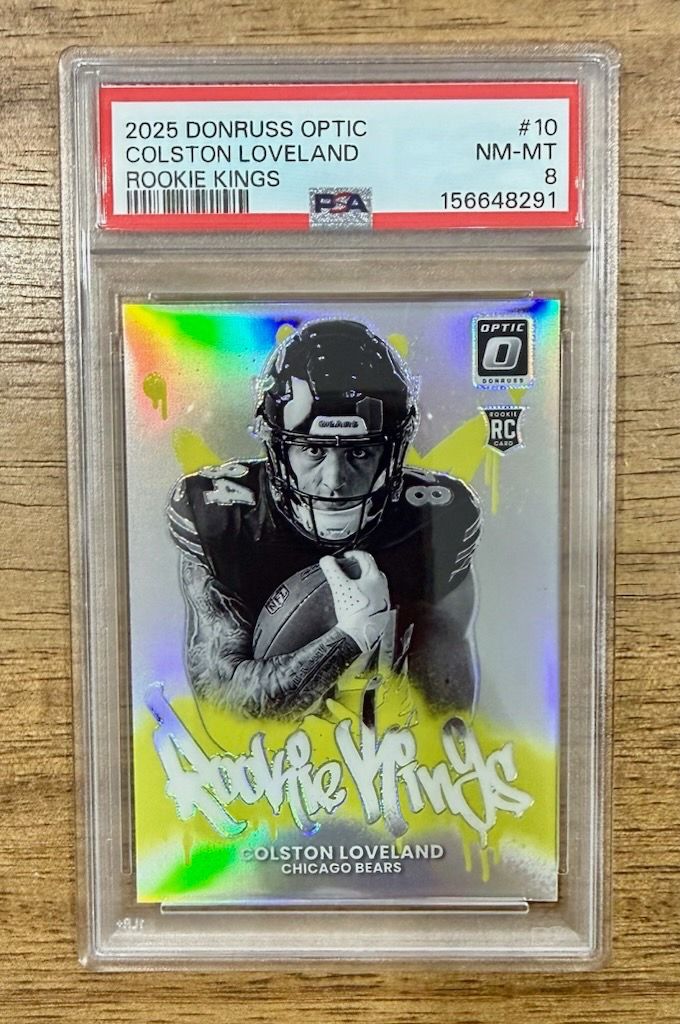 2025 Donruss Optic COLSTON LOVELAND #10 Rookie Kings Prizm SSP RC PSA 8 Bears