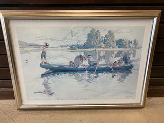 “Pa Vikingatag I Dalom” Framed Print by Carl Larsson