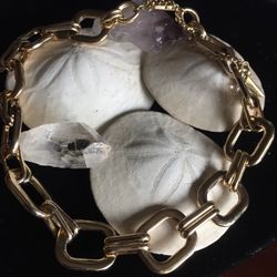 Vintage In New Conditions Gold Tone Kenneth Cole  NY Link Chain  Necklace Chocker 