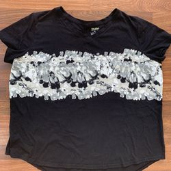 Tek Gear Women's XXL 2XL Black Essential T- Shirt Graphic T Wicking NICE