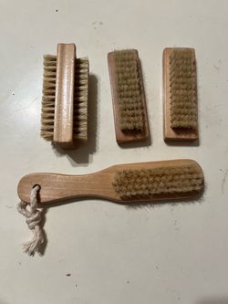 Wooden Natural Bristle Nail Brushes Set of 4