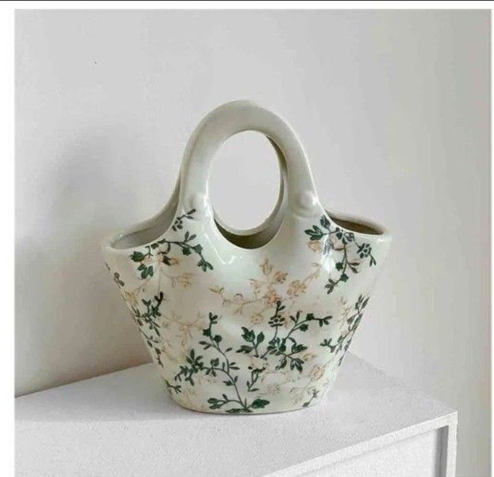 Vase Vintage Ceramic Vase Arrangement Living Room Hydroponic Flower Arrangement Small Pocket Shape Flower Vase(Large)