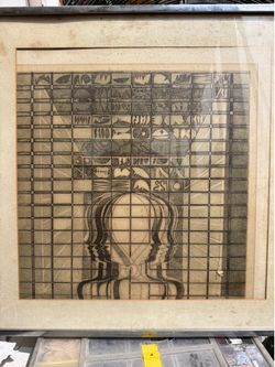 Manuel Rodriguez Jr. Vintage abstract etching 1970’s
