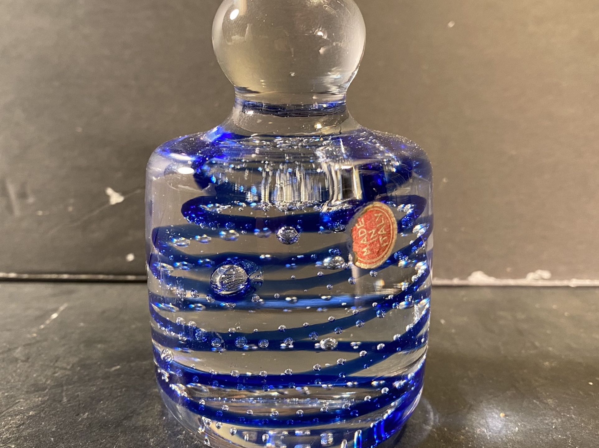 Vintage Italian Handblown Controlled-Bubble Paperweight (Height: 4”)