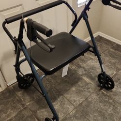 Drive Medical 10215BL-1 Bariatric Foldable Rollator Walker with Seat