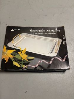 Dako Silver Plated Oblong Tray with Gold Handles