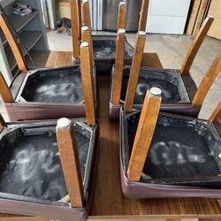 Beautiful Nice Wooden And Leather Chairs One Large Table Dining Room Set Home Decor Household