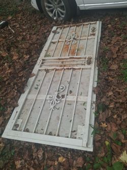 White Metal Security Screen Door with Scrollwork