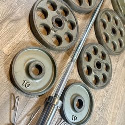  IVANKO  Revolver & Brand NEW Olympic 6  ft Barbell  W/ Cooper Bearings: Pais Of 45s, 35s, 25s and 10s ( Total: 270 lbs)