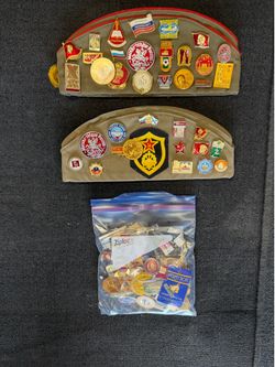 Russian/Soviet pins and 2 military hats