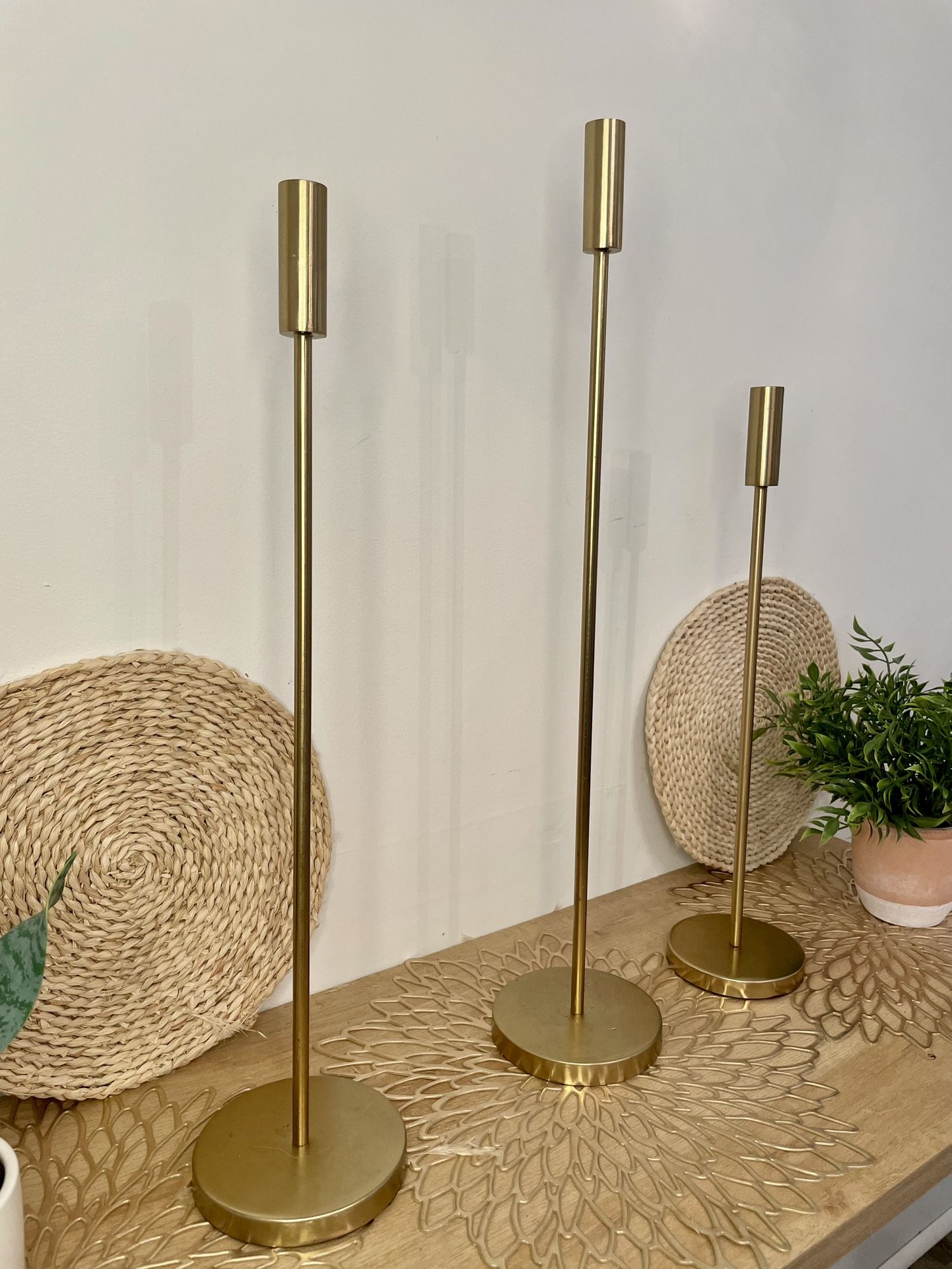 3-Pc Set Gold Metal Candle Stick Holder
