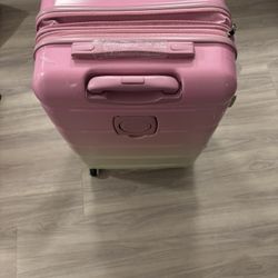 Pink And Yellow Merax Suit Case With Plastics Still On 