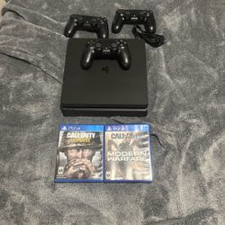 PS4 Console W/ 3 Controllers And 2 Games