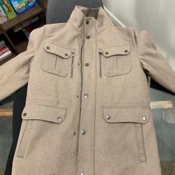 Two men's pea coats black and brown size medium