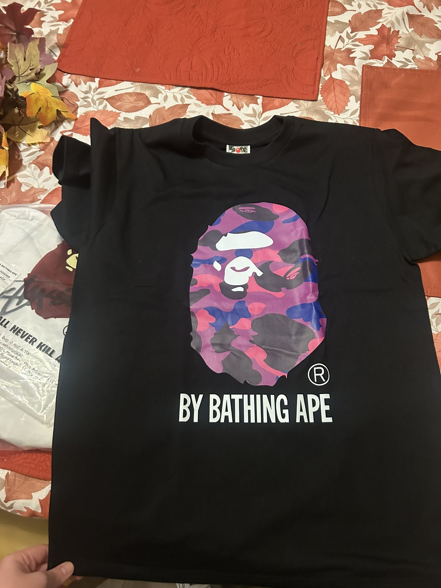 bape black bathing ape shirt size large