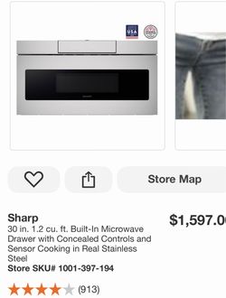 Sharp 30 in. 1.2 cu. ft. Built-In Microwave Drawer with Concealed Controls and Sensor Cooking in Real Stainless Steel