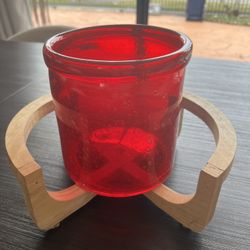 Glass Jar With Wooden Base Holder 