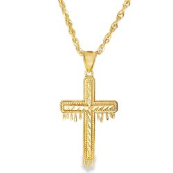 10k Yellow Gold Cross Charm Necklace