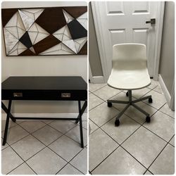 Gray Desk Whit Rolling IKEA Chair 
