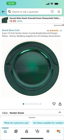 Emerald Green Charger Plates