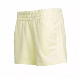 ADIDAS Women's '3-STRIPES' Haze Yellow FRENCH TERRY SHORTS - XS