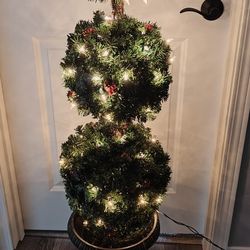 Set Of 2 Three Tier Christmas Topiary Trees Light Up!!