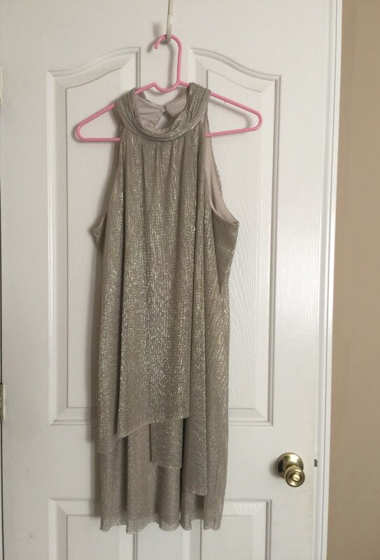 Mother of the bride dress champagne color size 12 fits Big