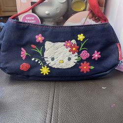 Sanrio Hello Kitty Embroided Hand Bag Purse Y2K Vintage Denim HK