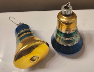 Authentic 1950's Shiny Brite Stripped Glass Bell Ornaments