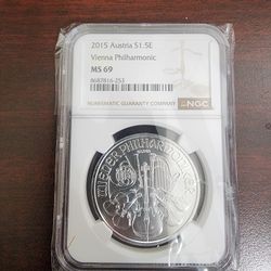 2015 Austria S1.5E Vienna Philharmonic MS69 NGC