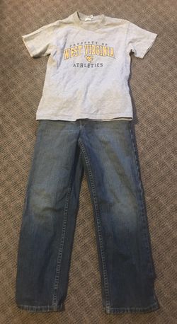 Boys size 10 jeans size medium T-shirt WVU