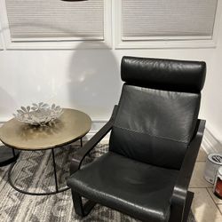 Poang black 2024 leather cushion