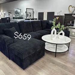 ✅ No Tax $659 3-pc Convertible Sectional Sofa Couch, Double Chaise With Storage Brand New