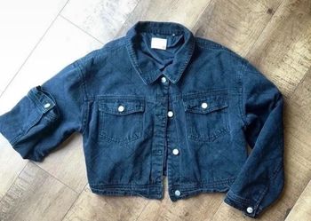 Dark Wash Quilted Cropped Denim Jacket